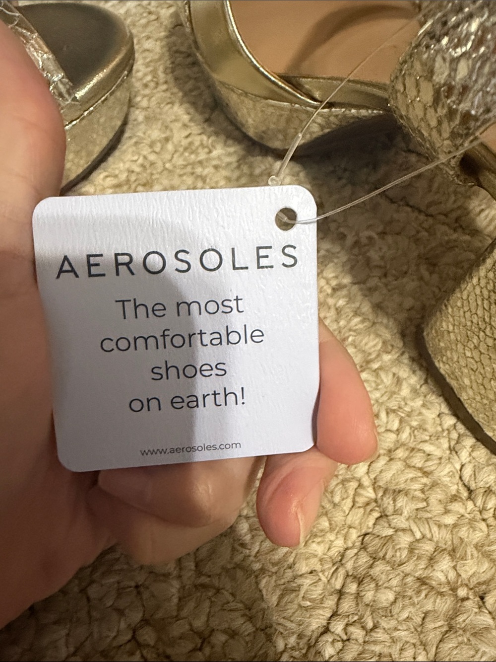 AEROSOLES Metallic Gold Crisscross Slingback Sandals - Picture 5 of 7
